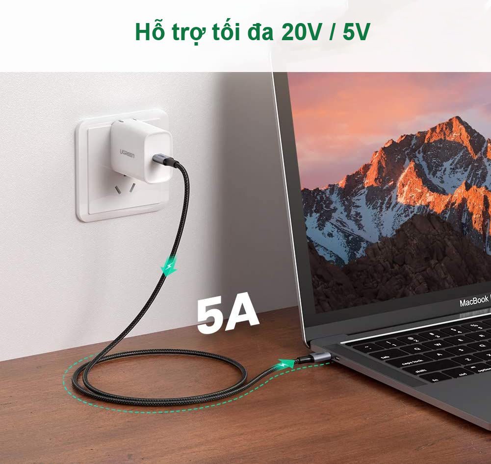 Cáp sạc nhanh 2 đầu Type C sạc nhanh PD100W UGREEN US316 70428 dài 1.5m