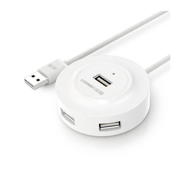 Hub USB Ugreen chia 1 cổng USB2.0 ra 4 cổng USB tốc độ cao CR106 50261 Màu Trắng Dài 25cm