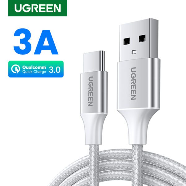 Cáp sạc nhanh Type C UGREEN US288 60409 Màu Trắng Dài 3m