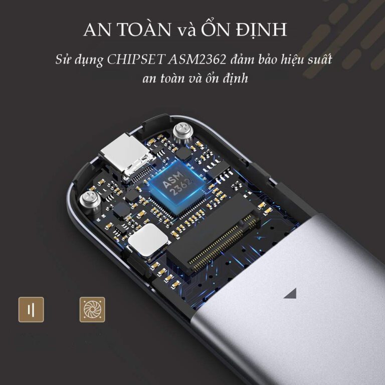 Hộp box đựng ổ cứng SSD M.2 B-Key USB Type-C Ugreen 60354 chính hãng