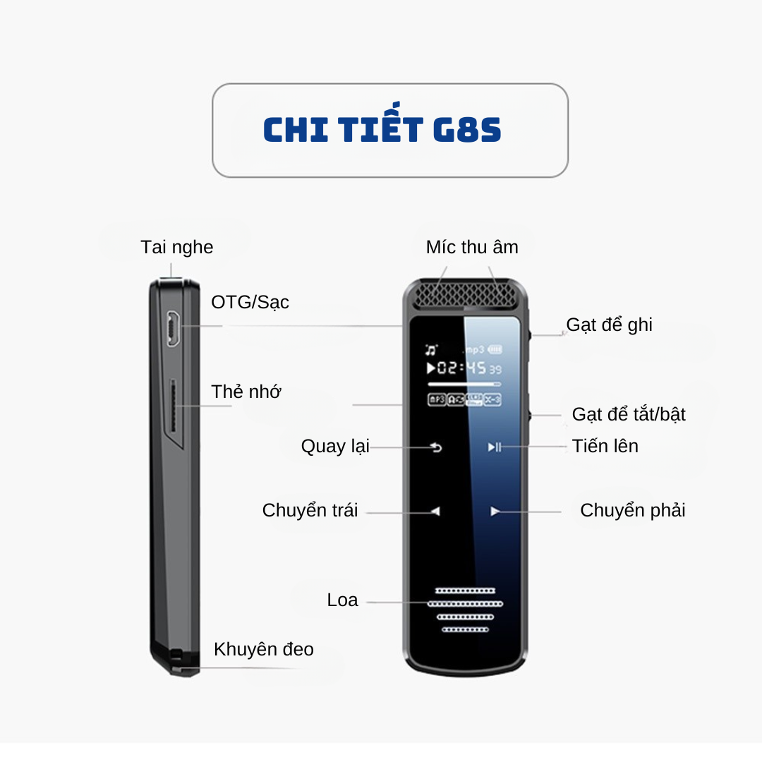 Máy ghi âm chuyên dụng G8S - Ghi âm 24h - Lọc tiếng ồn DPS - (Đầu ghi 7104NI)