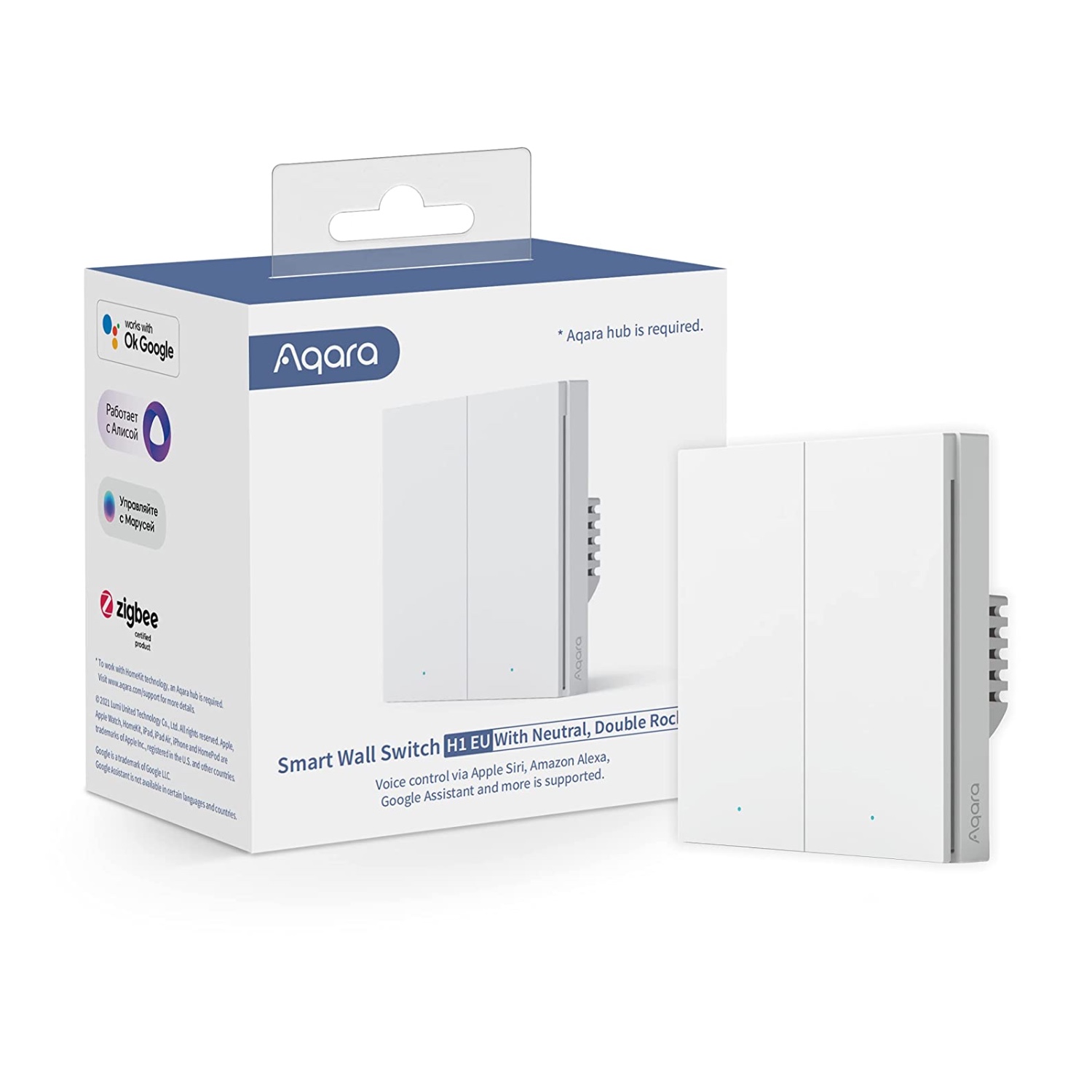 Công tắc thông minh Aqara H1 Trắng EU – Quốc tế WS-EUK02 2 Nút không có dây nguội