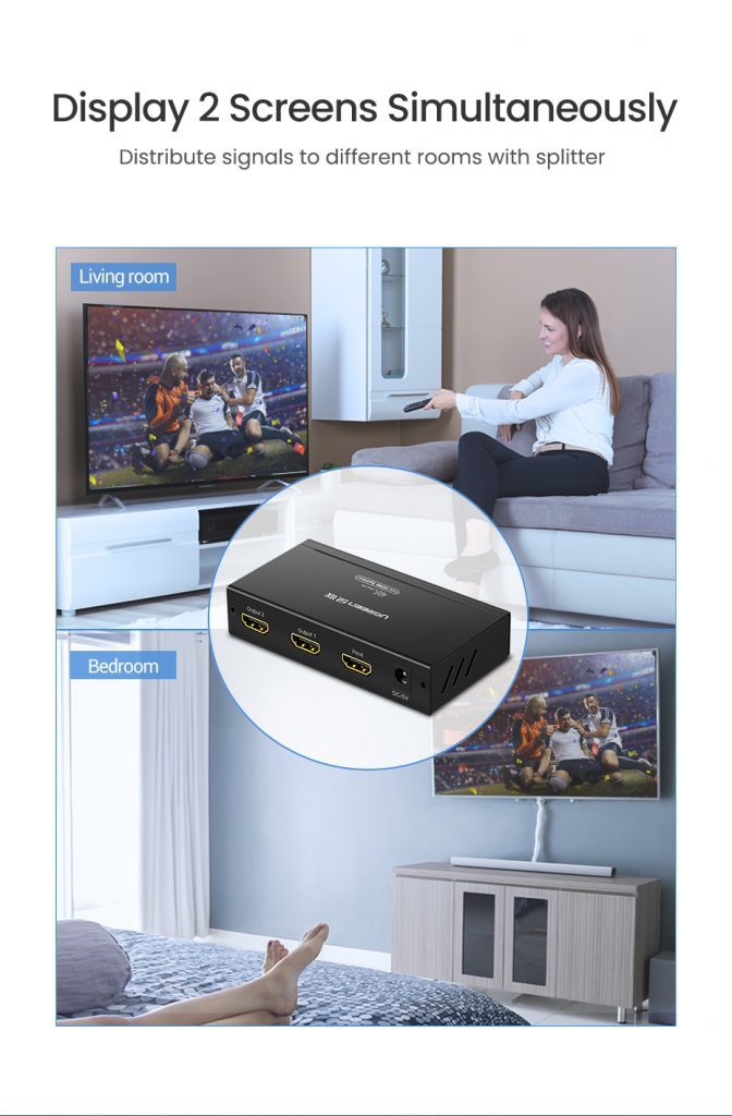 Bộ chia HDMI 1 ra 2 hỗ trợ 4K@30Hz Ugreen 40201US