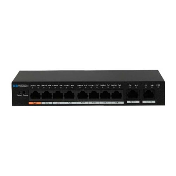 Switch POE 8 cổng KBVISION KX-ASW08-P2 (Hỗ trợ 2 cổng mạng)
