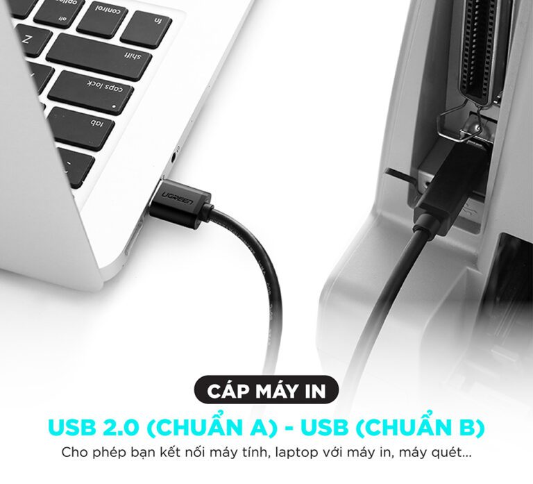 Dây cáp máy in Ugreen US135 20846 chuyển từ USB-A sang USB-B Dài 1m