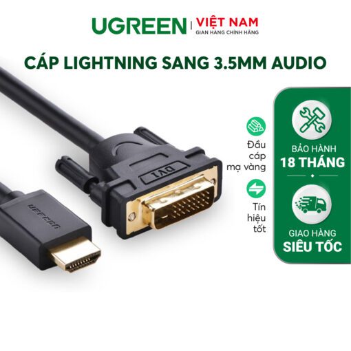 Cáp HDMI sang DVI-D 24+1 dây tròn và dây dẹt dài 12m UGREEN HD106 10165