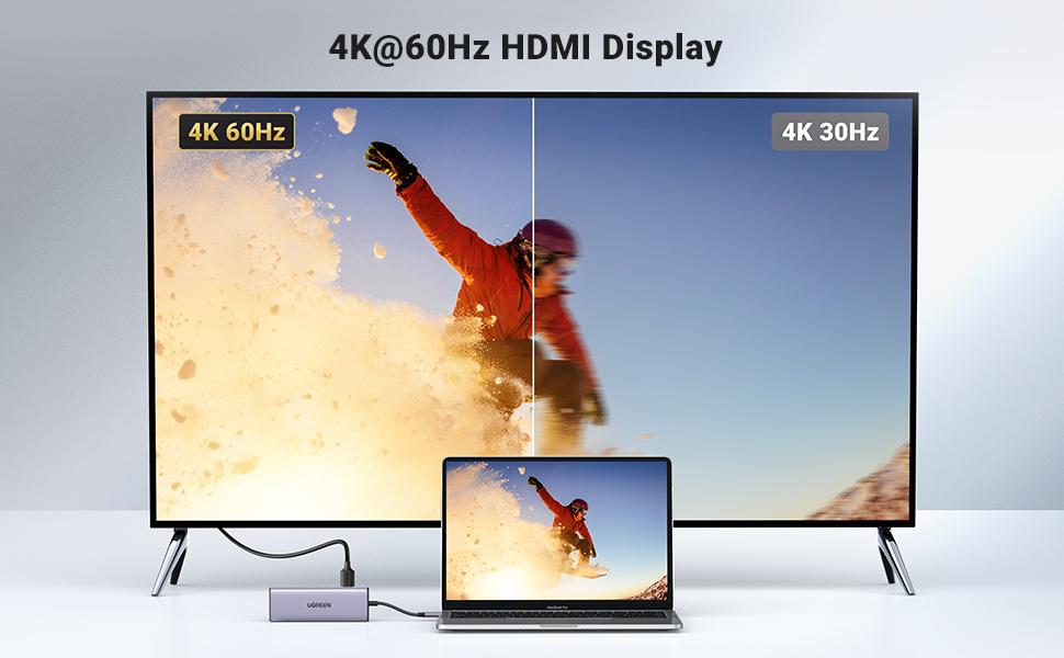 Bộ chuyển đổi Type C ra 2 cổng HDMI 4k@60Hz, cổng PD, 2 cổng USB3.0, đầu đọc thẻ SD/TF và cổng RJ45