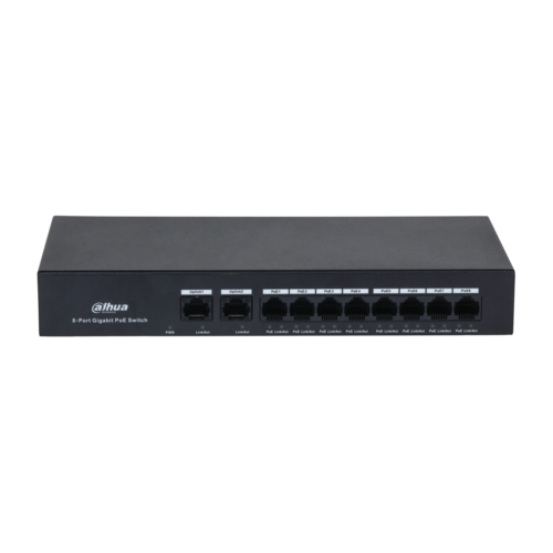 Switch PoE DAHUA DH-PFS3010-8GT-65 (8 PoE Gigabit, 2 uplink Gigabit, 65W)