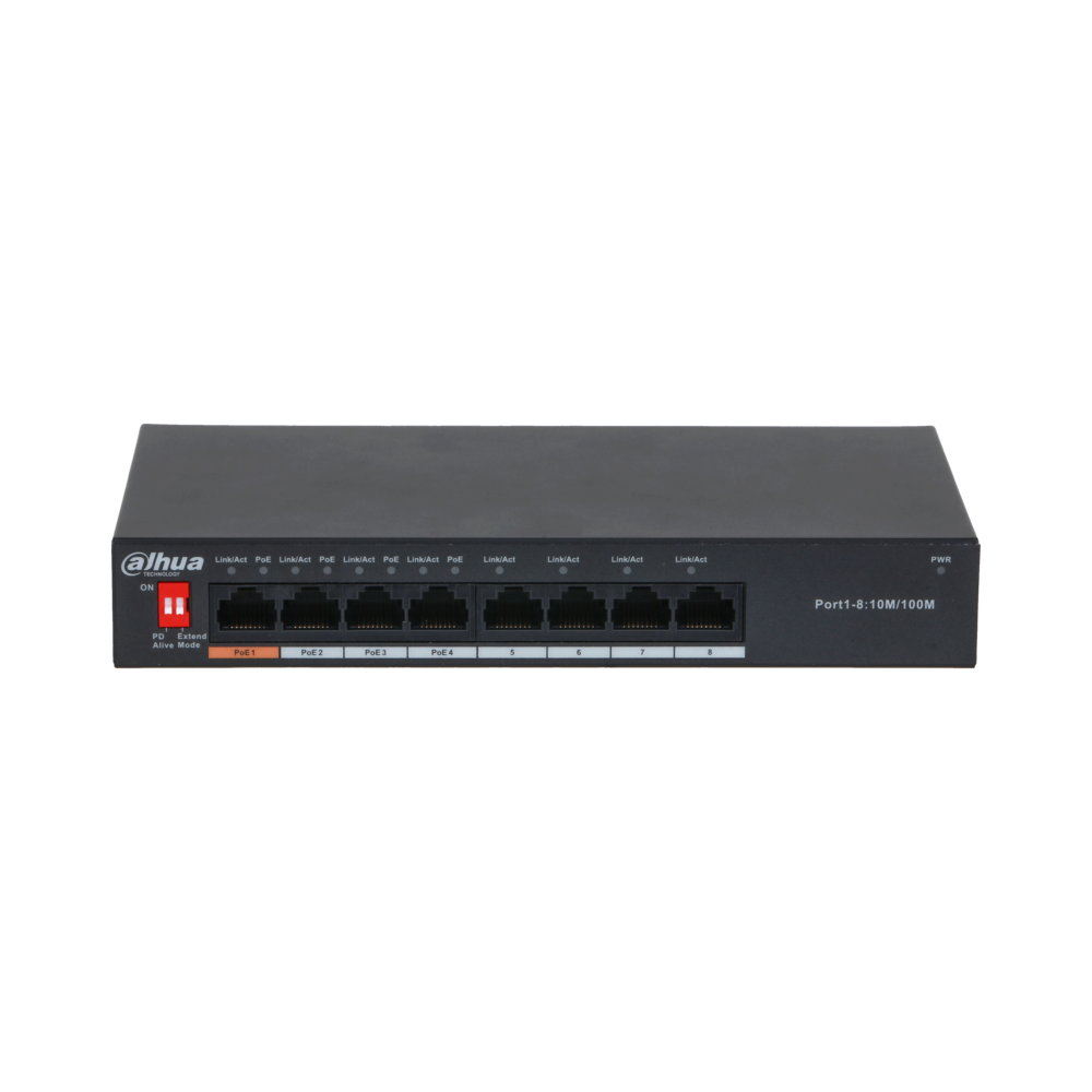 Switch PoE DAHUA DH-PFS3008-8GT-60 (4 PoE Gigabit, 4 uplink Gigabit, 60W)