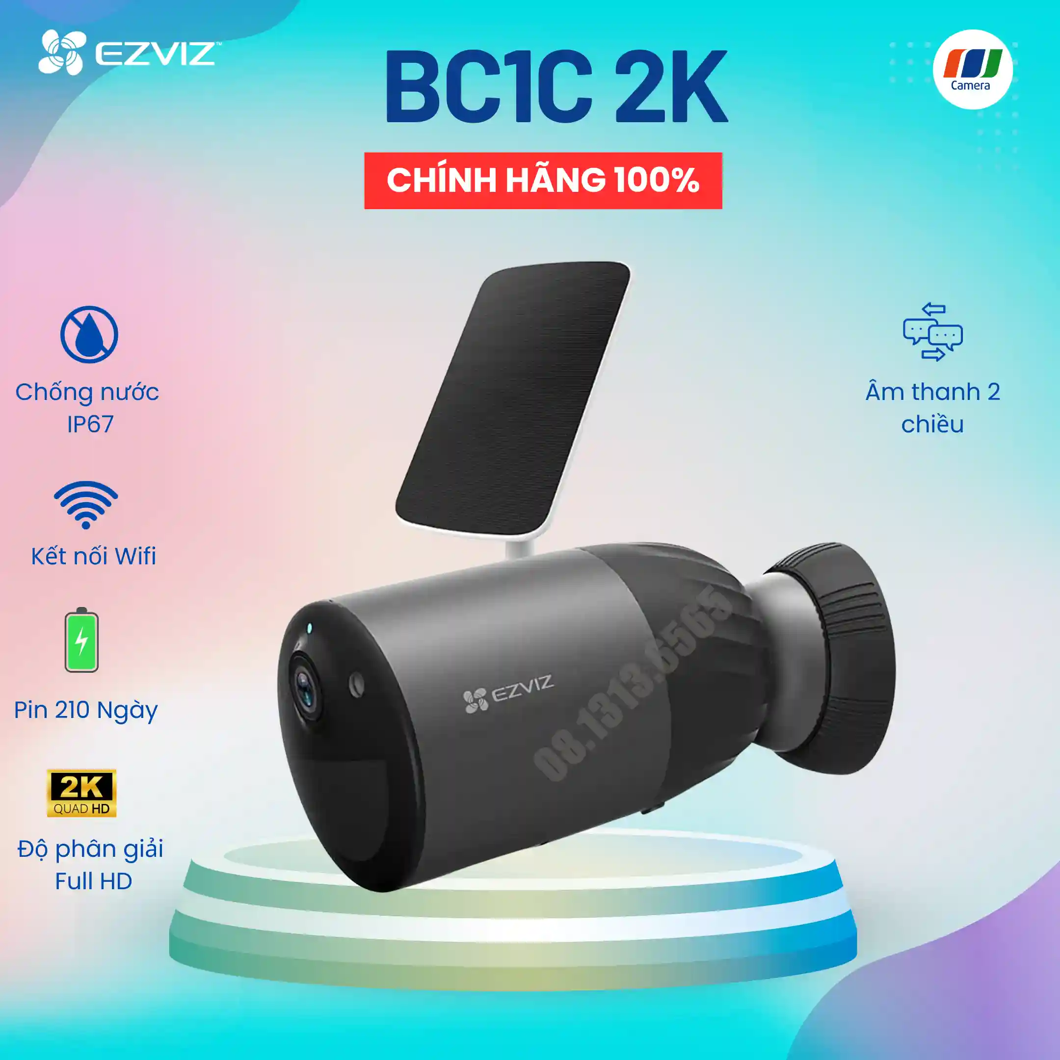 Camera wifi Ngoài trời  EZVIZ NT-BC1C Dùng Pin ,có màu ban đêm ,đàm thoại - FHD
