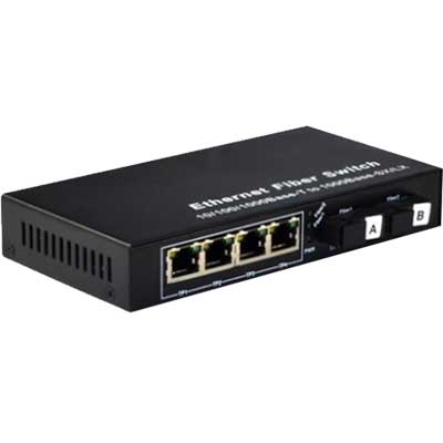 Converter HDtec kết hợp 2 cổng Quang (A+B) + 4 RJ45 Lan 1G
