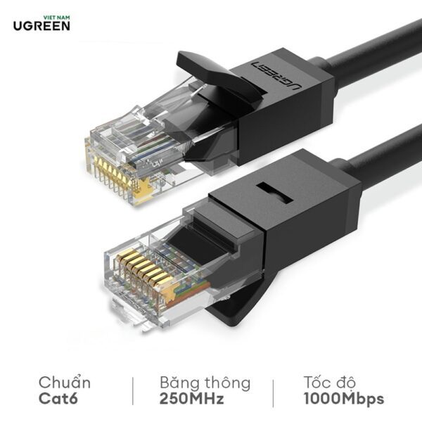 Dây cáp mạng Cat6 UGREEN NW102 20161 cáp tròn màu đen Dài 3m
