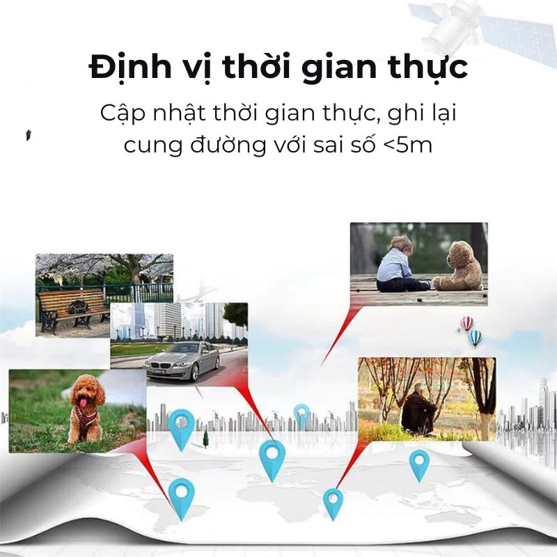 Định vị W07B Pin 9 ngày Mini Siêu Nhỏ - Chính xác 99.99% - Theo dõi thời gian thực