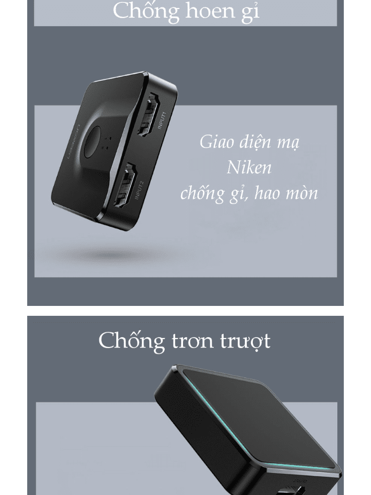 Bộ Switch HDMI 2 ra 1 UGREEN CM217 50966 (tương thích ngược 1 ra 2) chuẩn 1.4