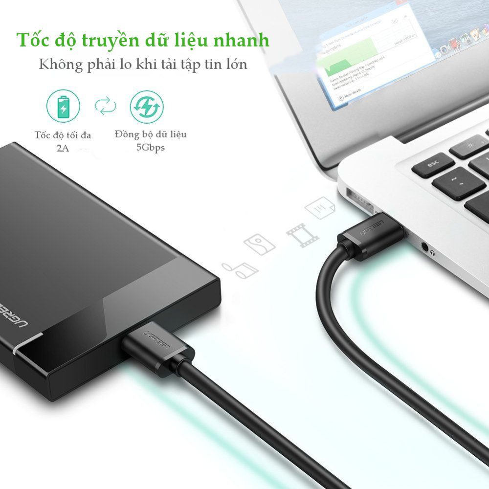 Dây cáp USB 3.0 sang Micro B dài 1m UGREEN US130 10841