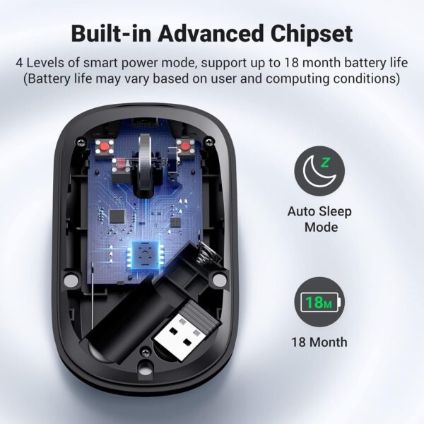 Chuột Máy Tính Bluetooth Ugreen MU001 25163– Hỗ Trợ Kết Nối USB 2.4G Màu Đen
