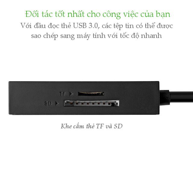 Đầu đọc thẻ Ugreen CR125 30231 đầu vào USB 3.0 siêu nhanh Dài 1m