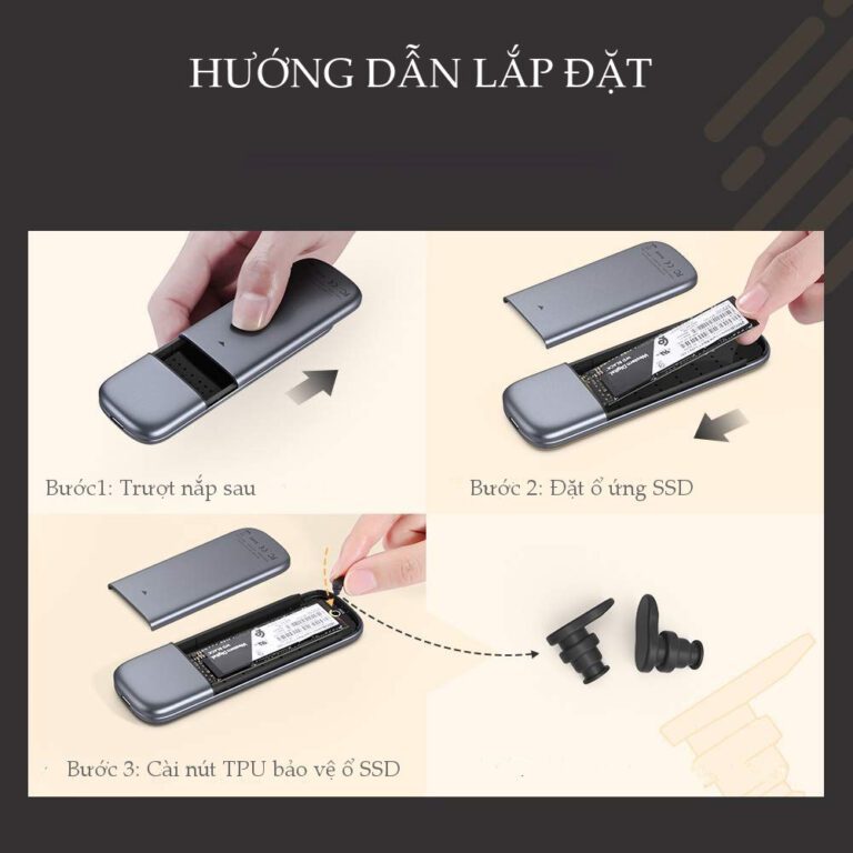 Hộp box đựng ổ cứng SSD M.2 B-Key USB Type-C Ugreen 60354 chính hãng