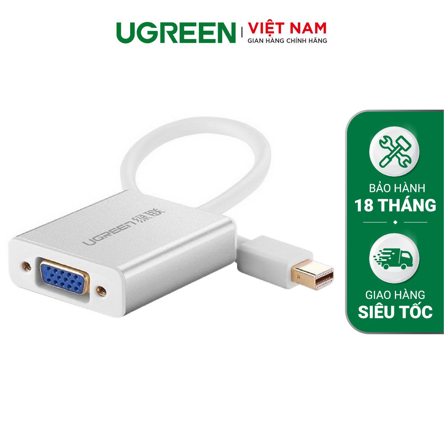 Dây chuyển đổi mini Displayport sang VGA vỏ hợp kim dài 15CM UGREEN 10403