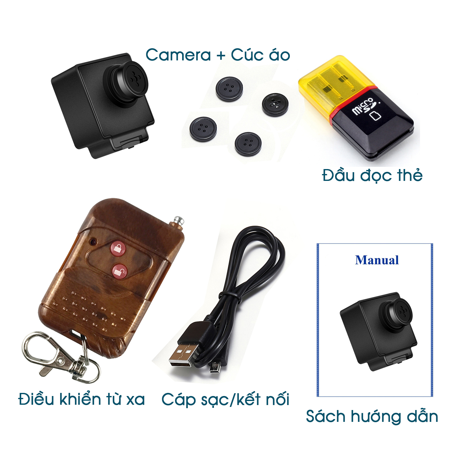 Camera Cúc Áo C2S Full HD - Âm thanh rõ nét - Có điều khiển từ xa sóng RF