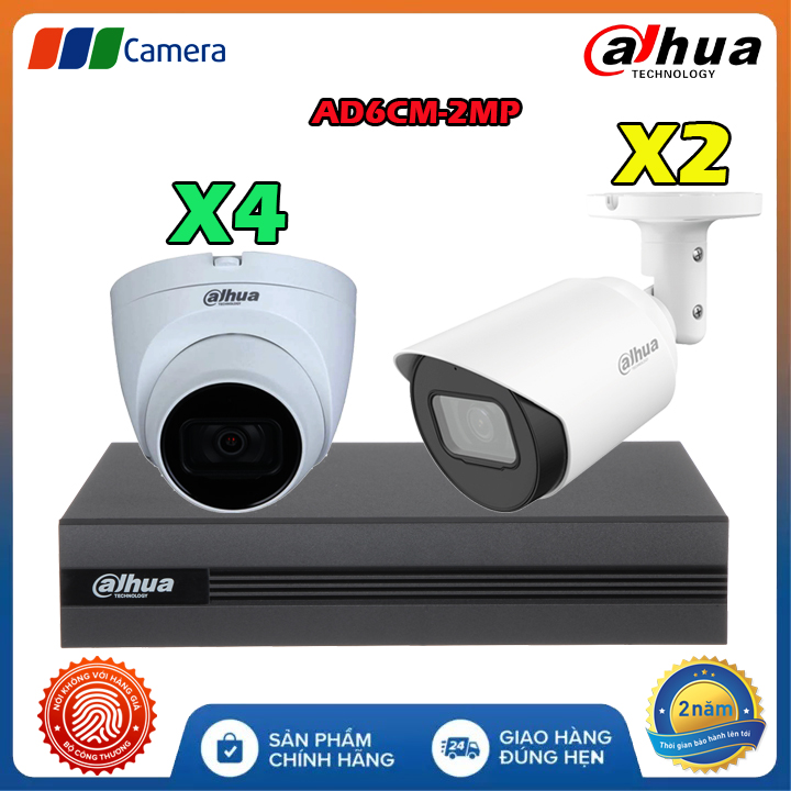 Trọn Bộ 6 Camera Mic Có Dây Dahua DH6CM-2MP Full HD
