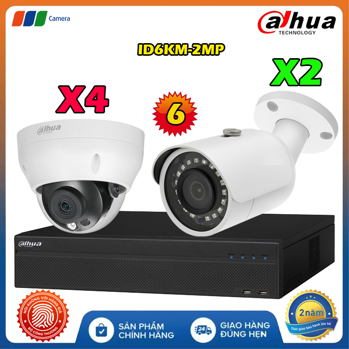 Trọn Bộ 6 Camera IP Có Dây Dahua ID6KM-2MP Full HD