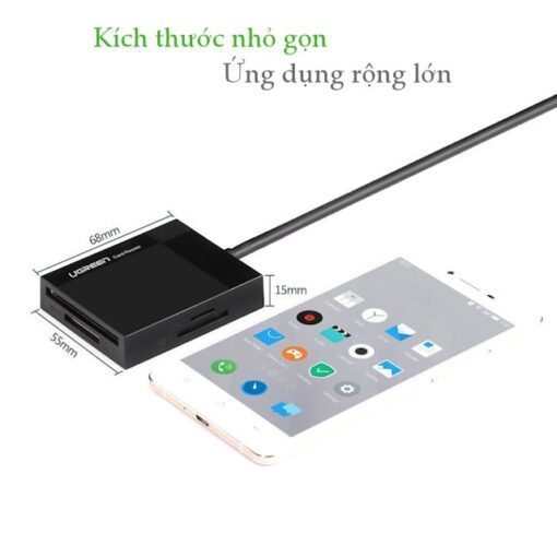 Đầu đọc thẻ Ugreen CR125 30231 đầu vào USB 3.0 siêu nhanh Dài 1m