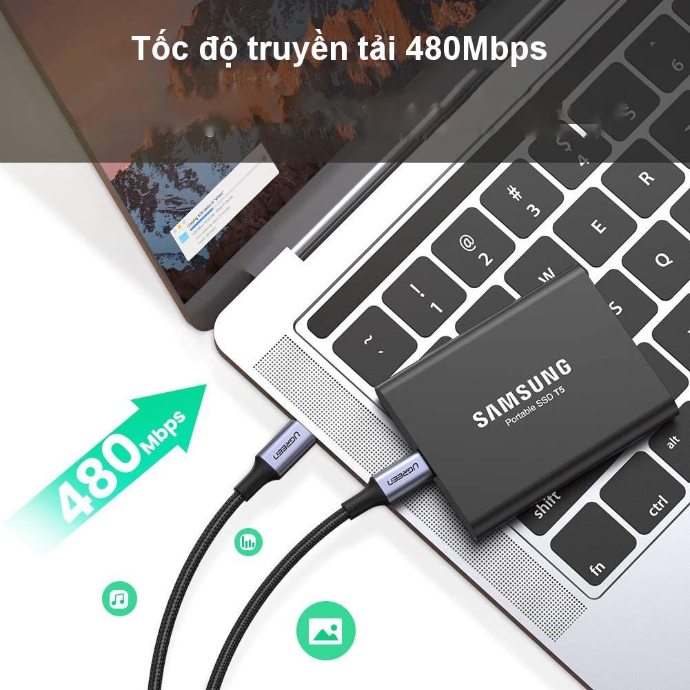 Cáp sạc nhanh 2 đầu Type C sạc nhanh PD100W UGREEN US316 70428 dài 1.5m