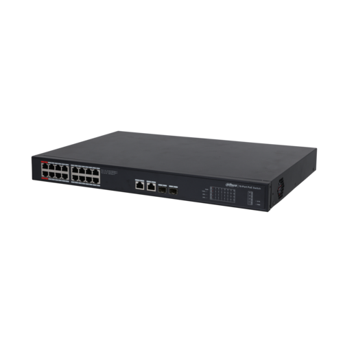 Switch PoE DAHUA DH-PFS3220-16GT-240 (16 PoE Gigabit, 2 uplink Gigabit, 2 SFP, 240W)