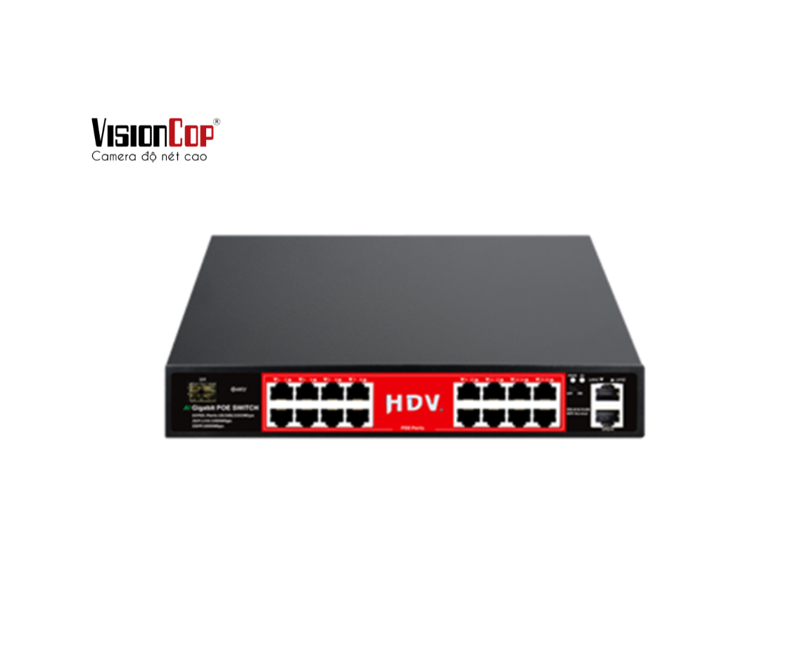 Switch 16 POE + 2 uplik full 10/100/1000M Visioncop HDV5016G