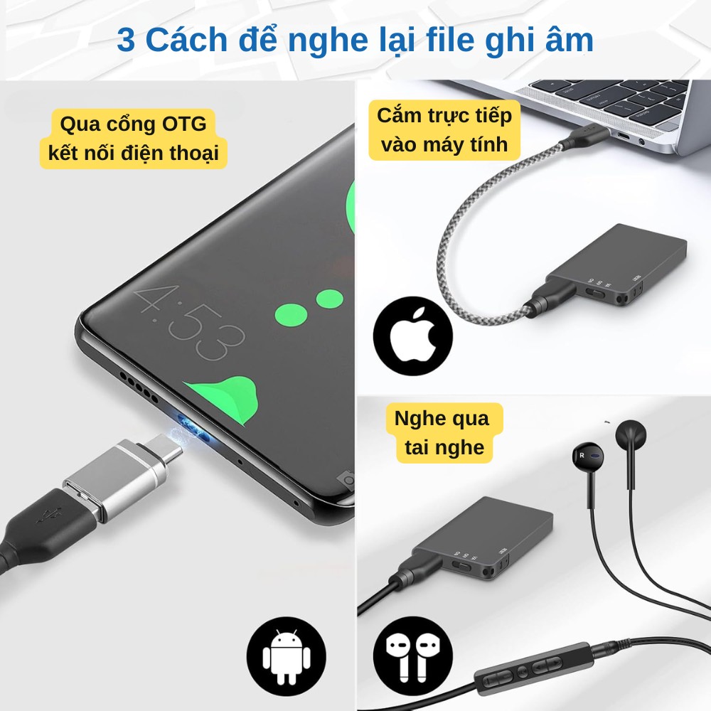 Máy Ghi Âm Q6 Pro: Ghi âm giọng nói 48h - Siêu nhỏ - Lọc âm siêu tốt
