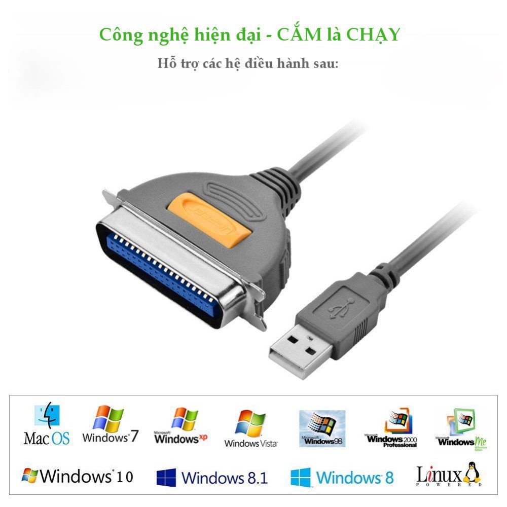 Dây cáp máy in USB sang IEEE1284 Parallel dài 1.5m UGREEN CR124 30227