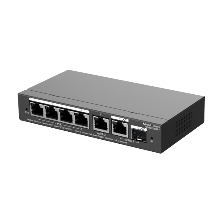 Layer 2 Smart Managed PoE Switch 6 Cổng RUIJIE RG-ES206GS-P