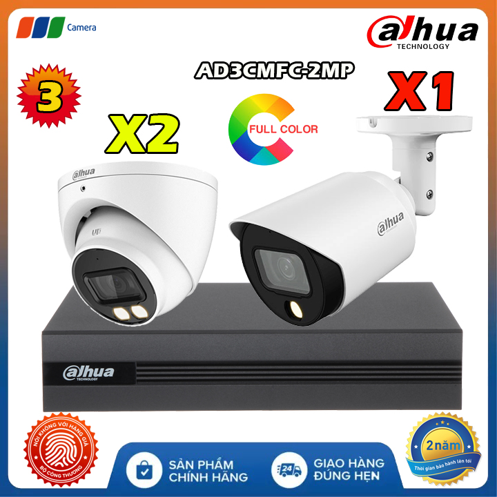 Trọn Bộ 3 Camera Mic Color Có Dây Dahua AD3CMFC-2MP Full HD