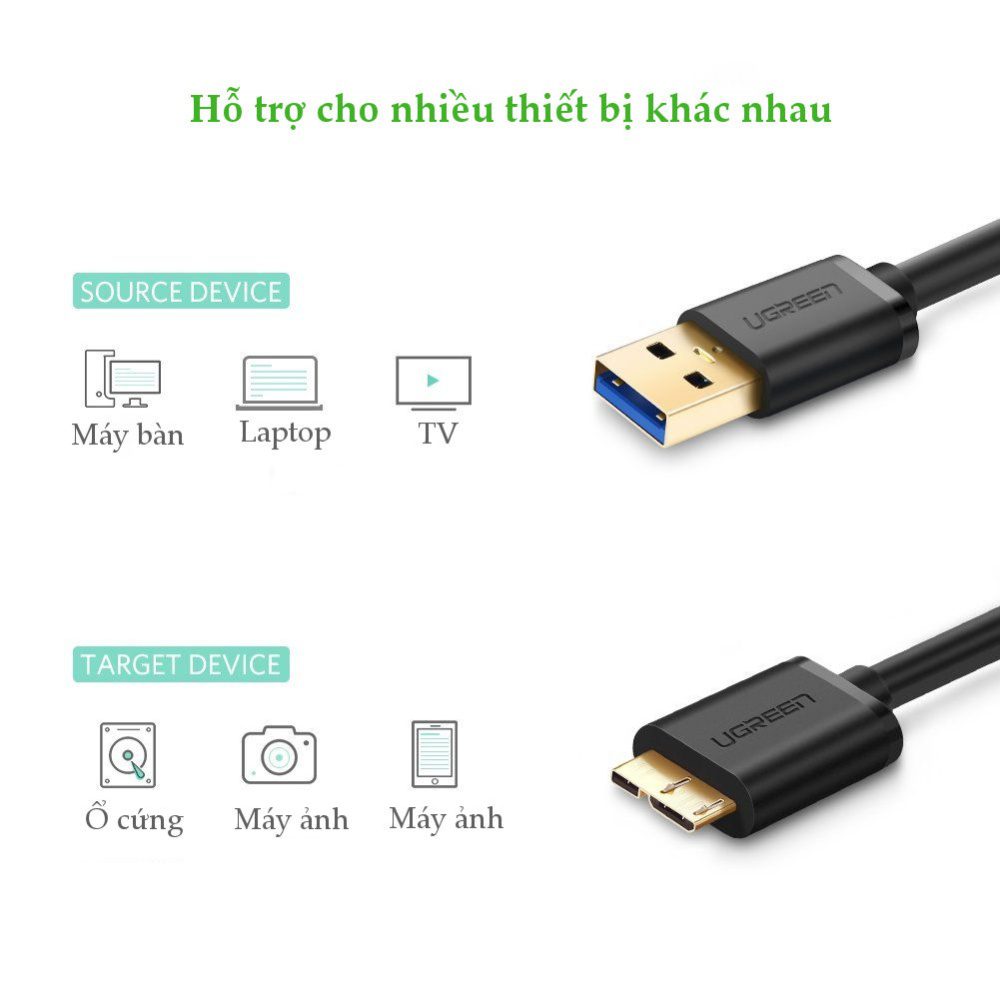 Dây cáp USB 3.0 sang Micro B dài 1m UGREEN US130 10841