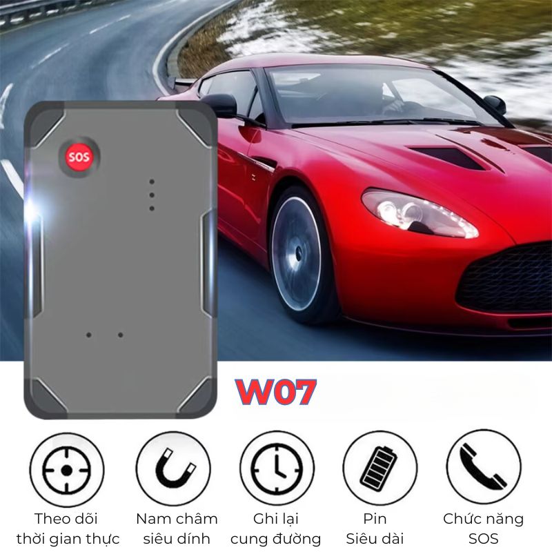 Định vị W07B Pin 9 ngày Mini Siêu Nhỏ - Chính xác 99.99% - Theo dõi thời gian thực
