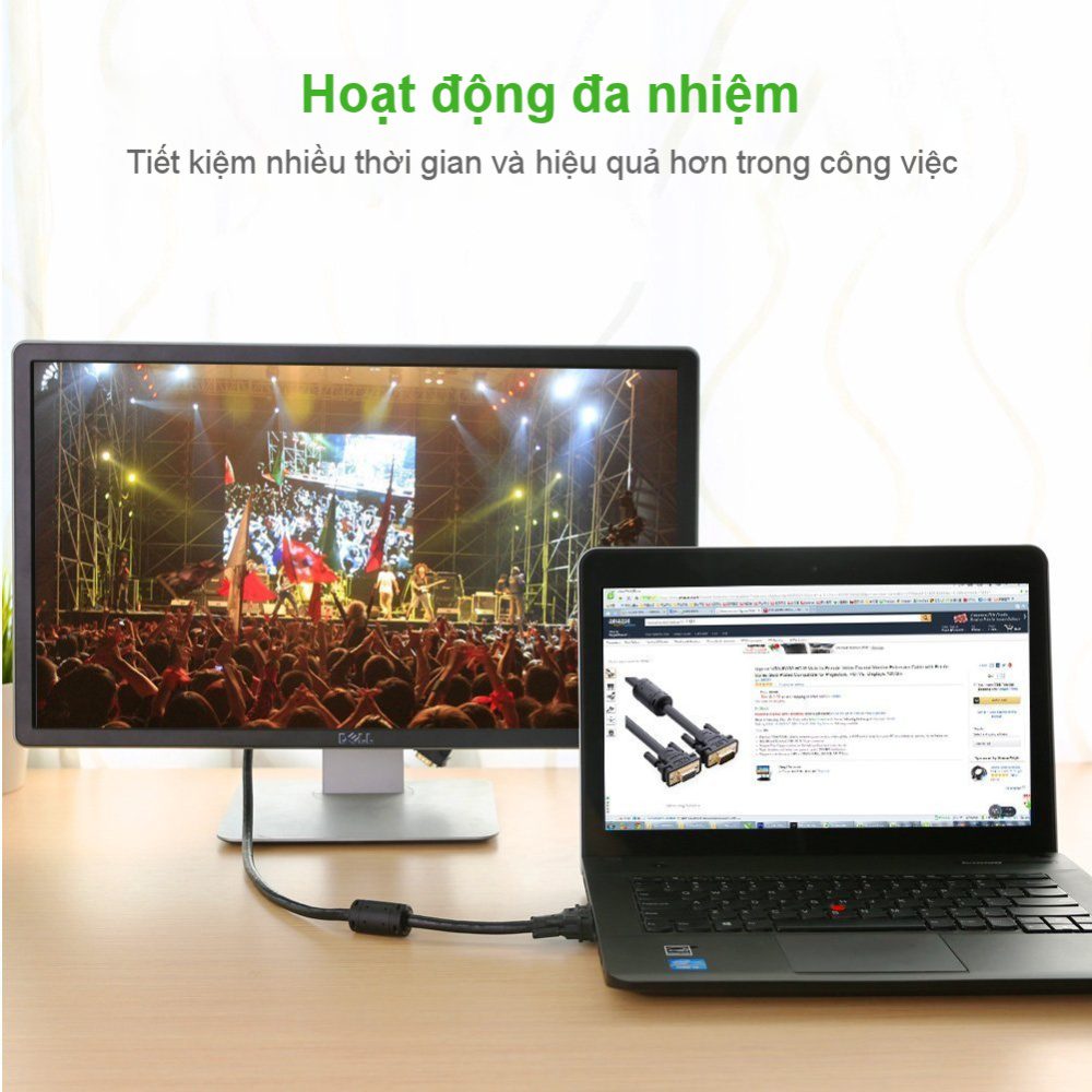 Dây nối dài VGA đực sang cái 3+6 OD8.0MM dài 2m UGREEN VG103 11614