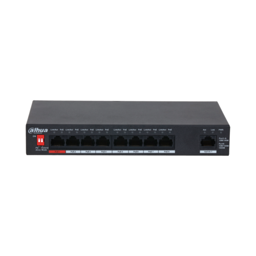 Switch PoE DAHUA DH-PFS3009-8ET1GT-96 (8 PoE, 1 uplink Gigabit, 96W)