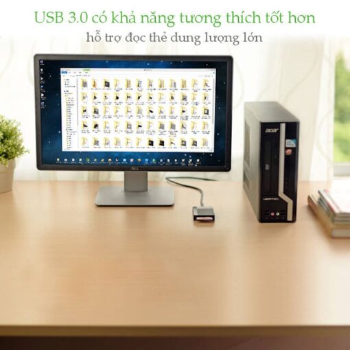 Đầu đọc thẻ Ugreen CR125 30231 đầu vào USB 3.0 siêu nhanh Dài 1m