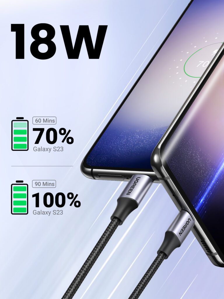 Cáp sạc nhanh Type C UGREEN US288 60128 Màu Đen Dài 2m