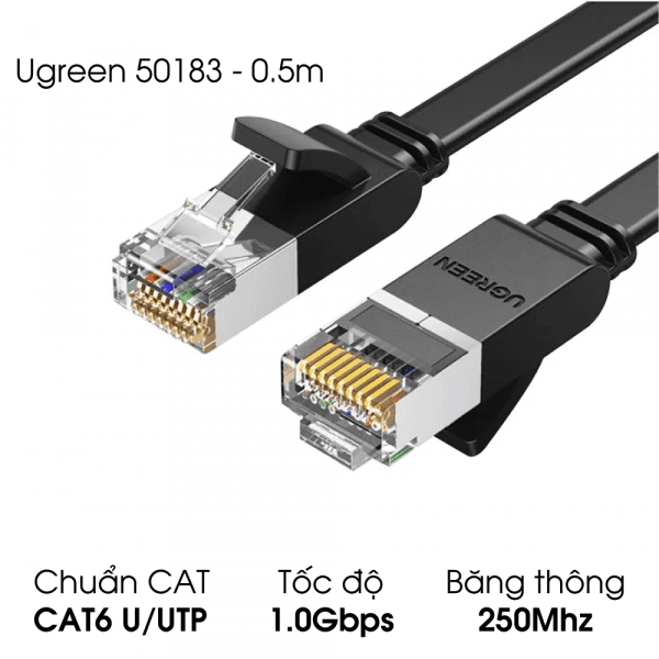 Cáp mạng CAT 6 dẹt U/UTPchống nhiễu UGREEN NW101 50183 Dài 0.5m