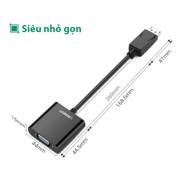 Cáp Chuyển DisplayPort Sang VGA UGREEN 20415 Hỗ Trợ Full HD 1080P
