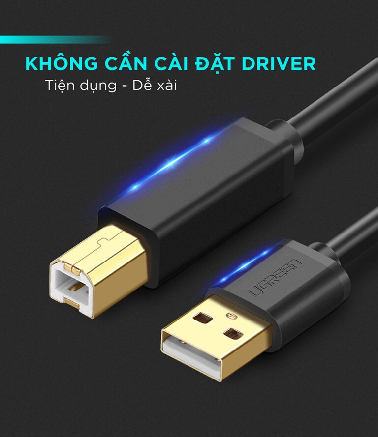 Dây cáp máy in Ugreen US135 20846 chuyển từ USB-A sang USB-B Dài 1m