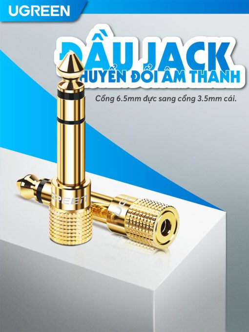 Đầu jack chuyển đổi âm thanh từ cổng 3.5mm cái sang cổng 6.5mm đực chính hãng UGREEN 20503