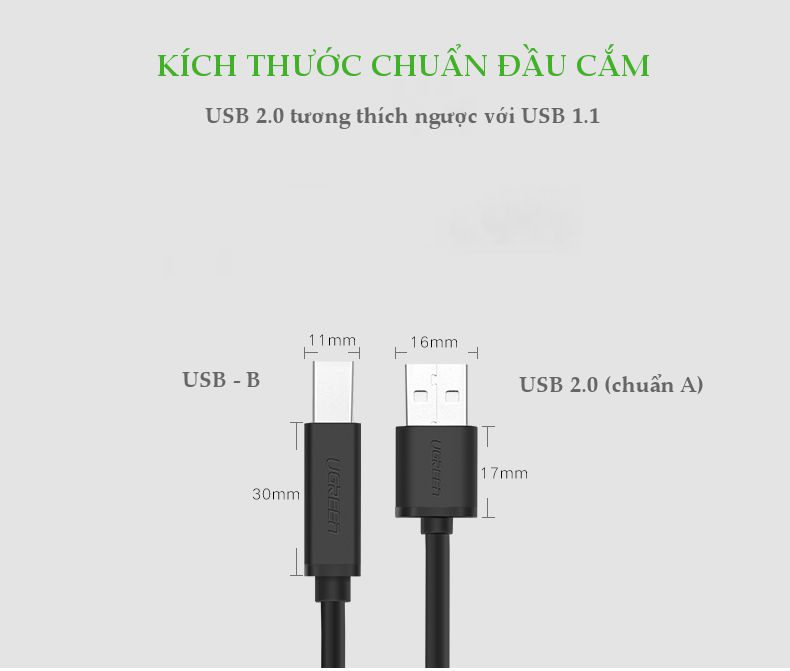 Cáp máy in Ugreen US122 10374 tích hợp IC khuyếch đại Dài 10m