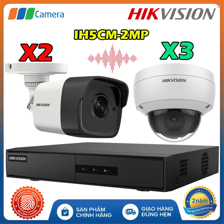 Trọn Bộ 5 Camera IP Âm Thanh Có Dây Hikvision IH5CM-2MP Full HD