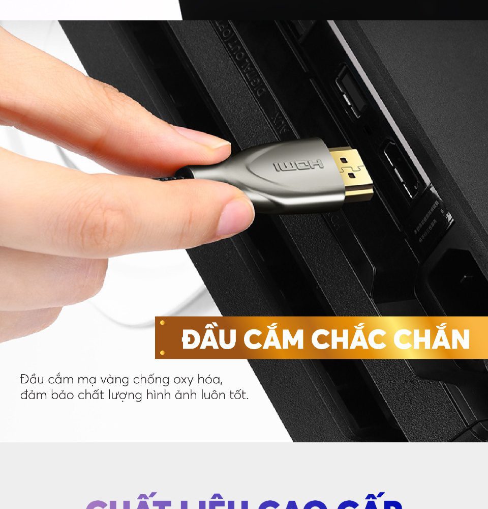 Cáp HDMI 2.0 UGREEN HD131 50106 Dây Carbon chuẩn 4K/60Hz dài 1m
