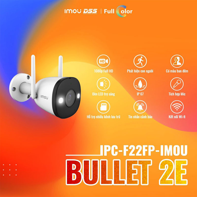 Trọn bộ Camera quan sát Wifi IMOU IPC-F22FP Full HD Âm Thanh - Màu Đêm