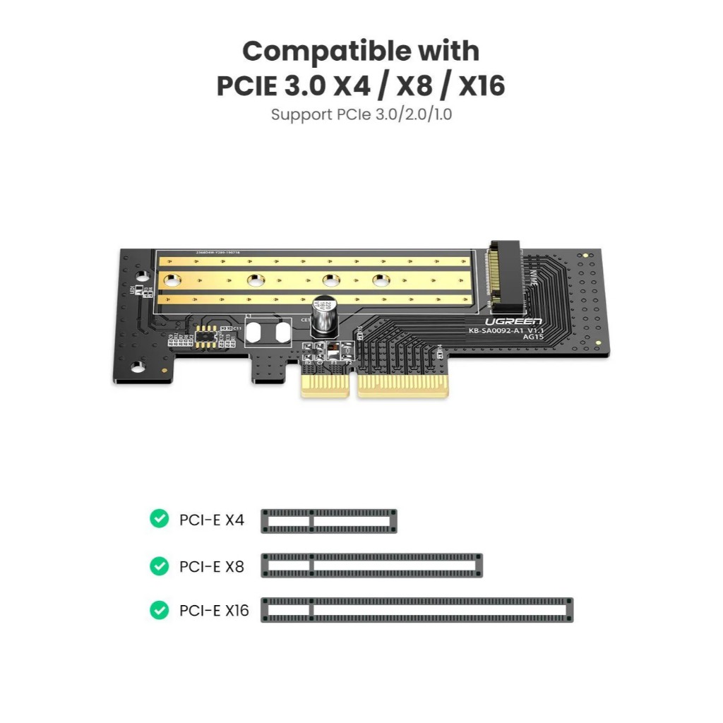 Card chuyển đổi ổ cứng SSD M2 NVMe PCIe 2280 to PCI-E 3.0 Ugreen 70503 cao cấp