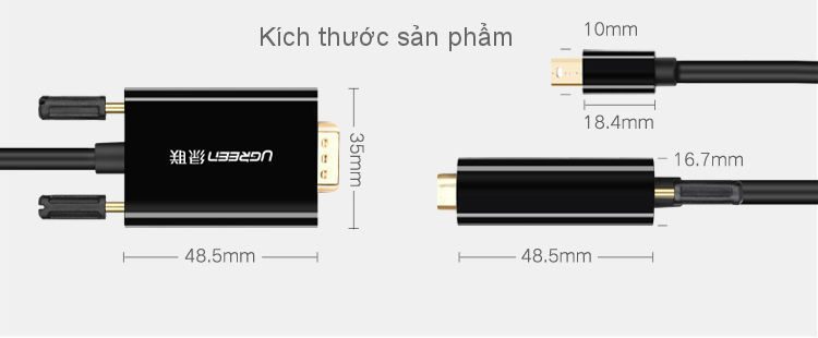 Cáp chuyển đổi Mini Displayport sang VGA dài 15m UGREEN MD103 10410 Màu Trắng